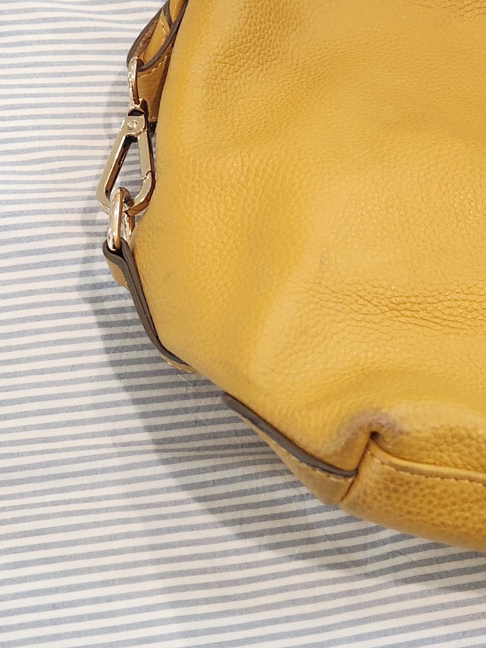 Ora Delphine Mustard Yellow Leather Tote Satchel - Picture 7 of 12